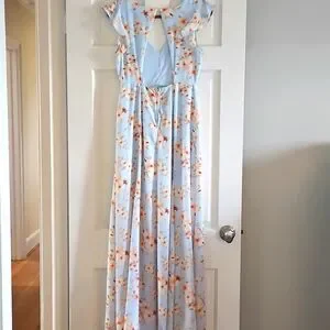 goddess blue dress Rafina. Goddess Cotton Maxi Dress  ELF